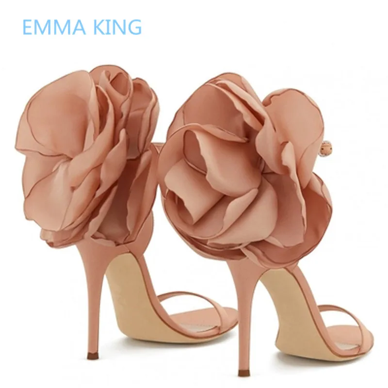 

2019 Design Back Flowers Women Gladiator Sandals Open Toe Ankle Strap High Heels Elegant Ladies Party Shoes Woman Roman Sandals