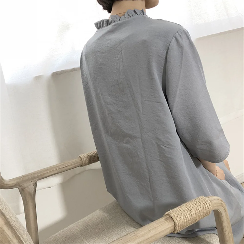 Elegant Solid Pleated O-Neck Loose Dress Vestidos 2018 New Fashion Womens Straight Dress Half Sleeve Summer Loose Dress (10)