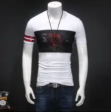 Лето Горячие Продажа Цветочные Модальные Broadcloth Хлопок Нет С Коротким рукавом 2017 Футболка Мужской Моды Фантазии Краткое Футболки Тонкий О-Образным Вырезом топ