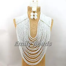 Роскошные в африканском стиле золотой костюм Ювелирные наборы Свадебные Кристалл Бусины Ювелирные наборы индийский Наборы свадебных ювелирных изделий aej813