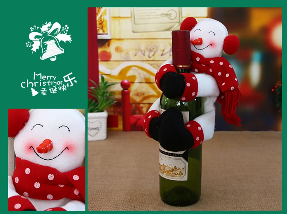 Рождество Санта-снеговик бутылки вина накрыть стол вечерние Декор рождественские украшения