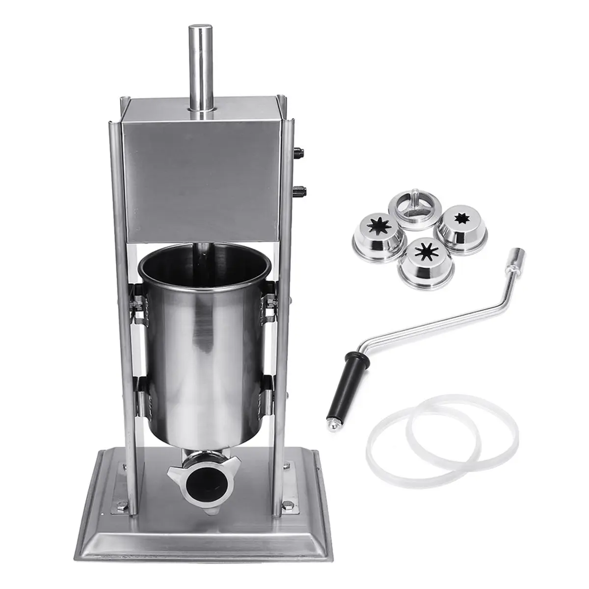 

Freeshipping 3L/5L Silver Stainless Steel Manual Spanish Donuts Churrera Churro Maker Frying Machine Filler With 4Pcs Nozzles