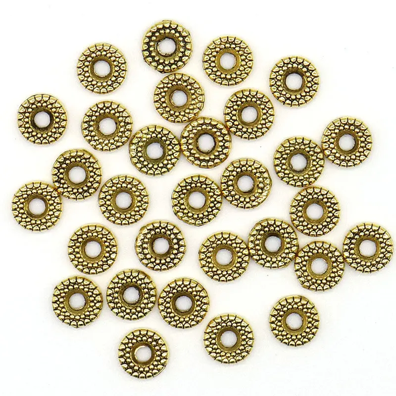 8 мм, 100 шт./лот, винтажные посеребренные золотые бусины с узором в виде колеса, тибетские серебряные бусины для изготовления браслетов, ювелирных изделий