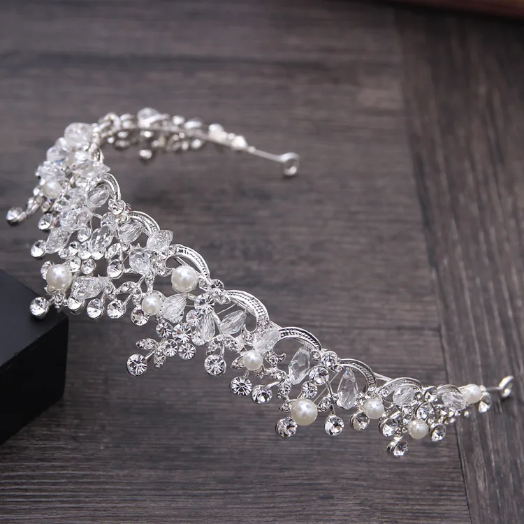 Crystal Pearl Bridal Crown Woman Tiaras Hair Jewelry Ornaments Hairwear Bride Headbands Wedding Hair Accessories hair accessory hair headdress jewelry accessories bridal headwear hair band crown