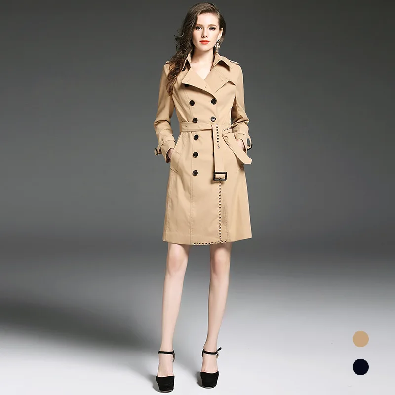 

BURDULLY 2018 new Spring Autumn Fashion Women Trench Coat Plaid Windbreaker long sleeve lattice Outwear Loose Plus Size XXL