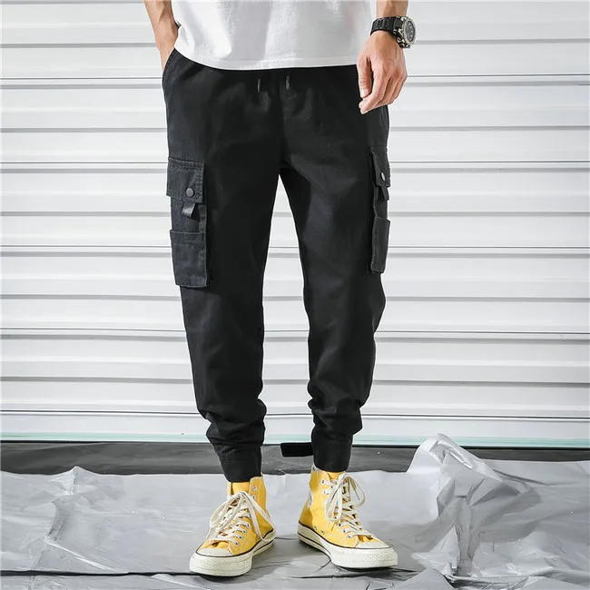 Военные мужские брюки-карго с несколькими карманами для бега, тактические брюки для мужчин в стиле хип-хоп, уличная одежда, спортивные брюки, S-6XL, LBZ121 - Цвет: Black