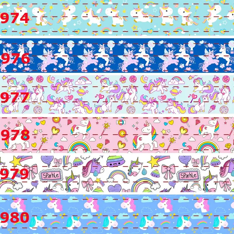 

NEW sales 50 yards cartoon Unicorn ribbon printed grosgrain bows and ribbons free shipping