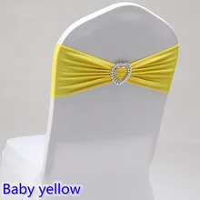 Детские Желтый Цвет Подвязка из спандекса для стула ленты для свадебных стульев с сердце любовь пряжки лайкра стрейч на стул диапазона универсальный отель Вечерние