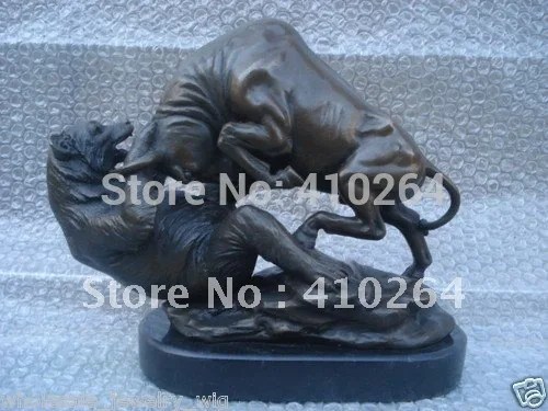 

Express delivery Bronze Statue Sculpture Bull Fight With Bear at Marble stone