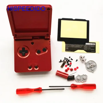 Hispeedido полный набор Корпус крышка repairt Запчасти для Nintendo GBA SP чехол для Gameboy Advance SP В виде ракушки Отвёртки пуговицы - Цвет: Red