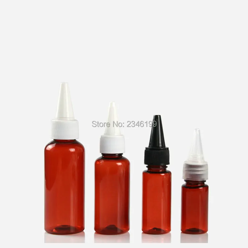 Empty Plastic Bottle 50 20ml Empty Cosmetic Container Black Cover Plastic Bottle Transparent Brown Tip Cap Plastic Bottle (2)