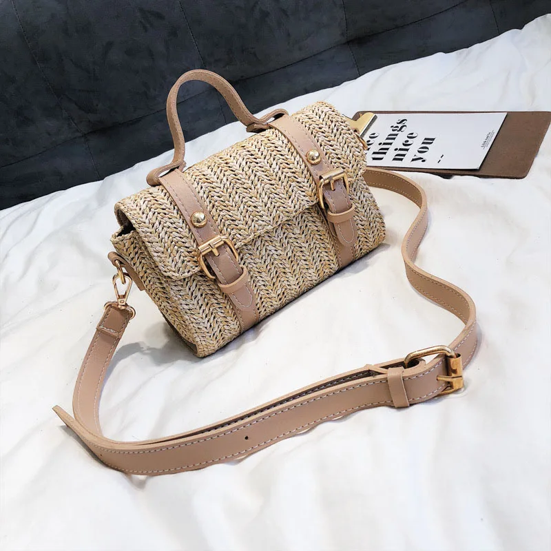 Women Summer Fashion Handbag INS Popular Female Casual Straw Bag Holiday Lady Shoulder Bag Travel Knitted Tote Bolsa SS7219 (10)