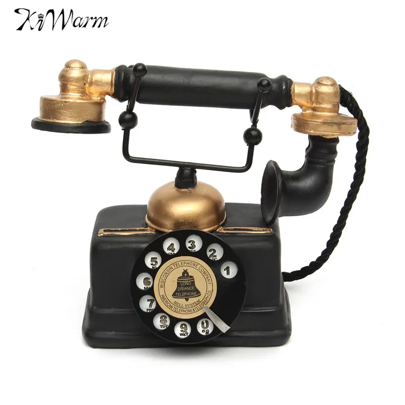 KiWarm Vintage Rotary Telephone Statue Antique Shabby Chic Old Phone KiWarm Vintage Rotary Telephone Statue Antique Shabby Chic Old Phone Figurine Decor for Home Desk Decoration Holidays Gifts-in Figurines & Miniatures from ... - KiWarm Vintage Rotary Telephone Statue Antique Shabby Chic Old Phone