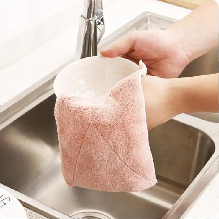

Microfiber double-sided absorbent rag thickened non-stick oil dish towel Cleaning Cloths