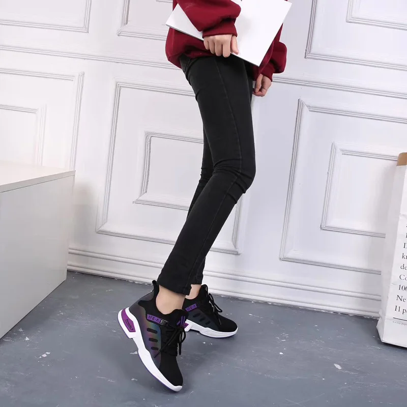 JINBEILEE Fashion Wild Women's Running Shoes 2019 Spring New Breathable Flying Woven Casual Shoes with Increased Sneakers