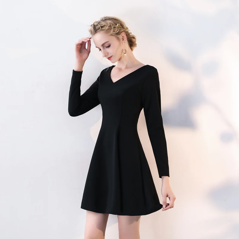 Buy Autumn Black Women Long Sleeve Thicken Dress