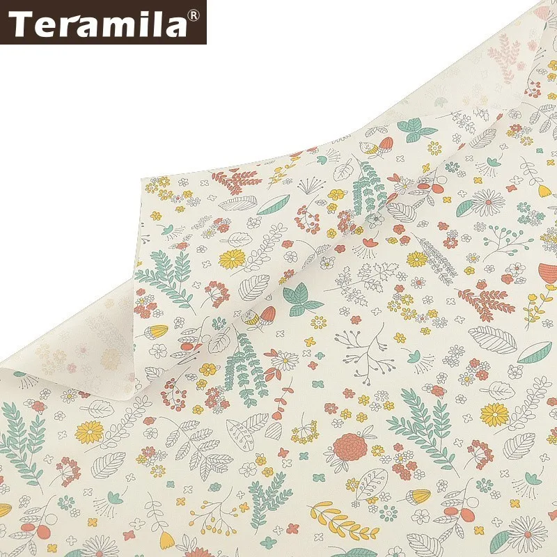 

Teramila Flroal Design 100% Cotton Twill Fabric Meter Algodon DIY Handmade Patchwork Quilts Dress Tissus Curtains Textile Cloth