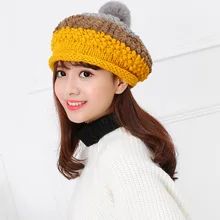 Осень г. Зимняя шерстяная одежда берет Вязание Шапки Утепленная одежда шляпа ручной вязки boina feminina Gorras Планас без каблука Кепки женский Беретки для женщин Шапки