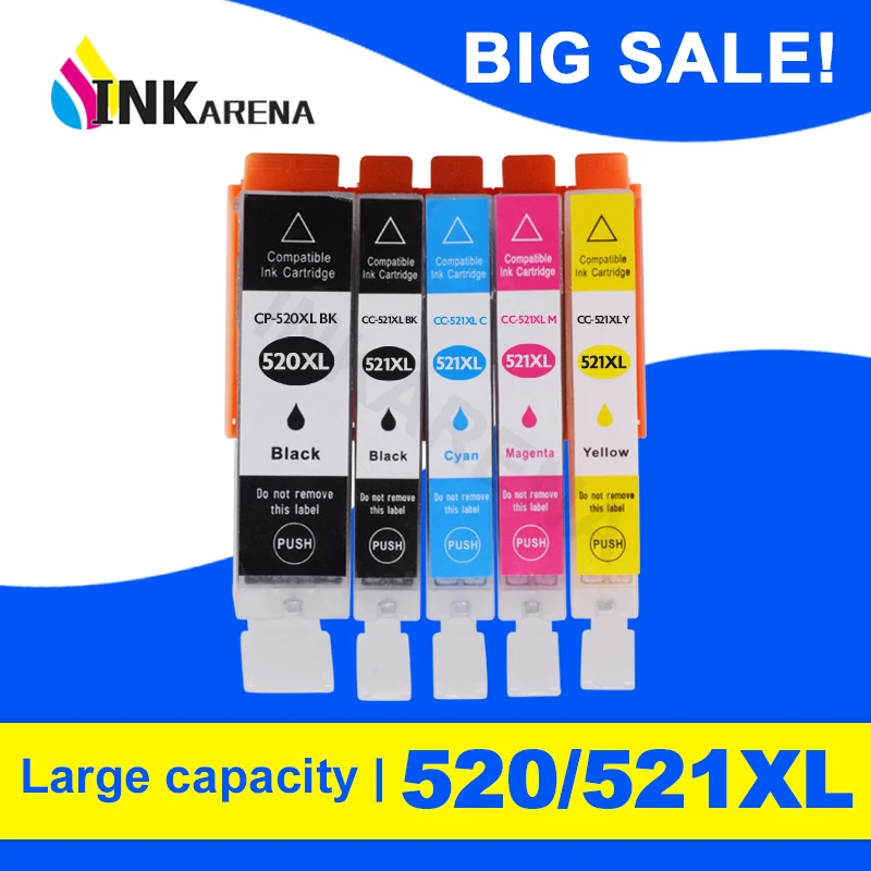 

5 Color Compatible For Canon PGI 520 PGI520 CLI521 Ink Cartridge PIXMA IP3600 IP4600 IP4700 MP980 MP990 MX860 MX870 Cartridges