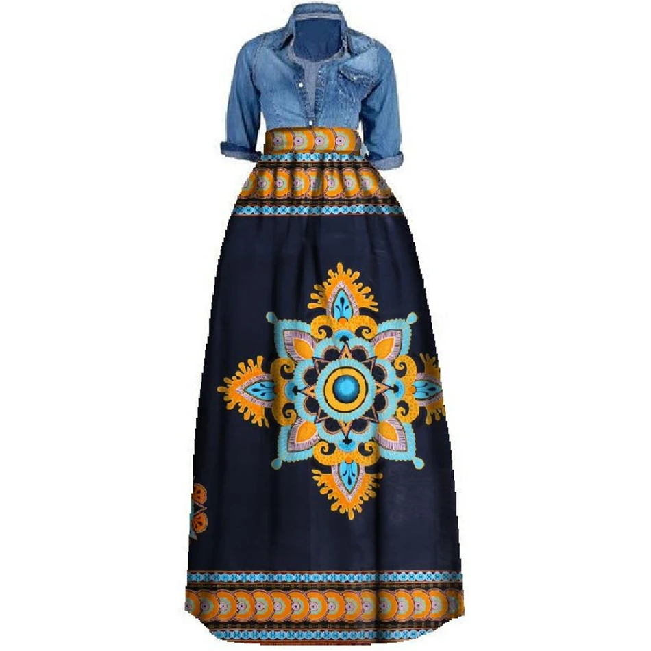 20Color African Fashion Women Dashiki Skirt 100%Cotton High Waist Bazin Riche Traditional Africa Ladies Clothes S-6XL