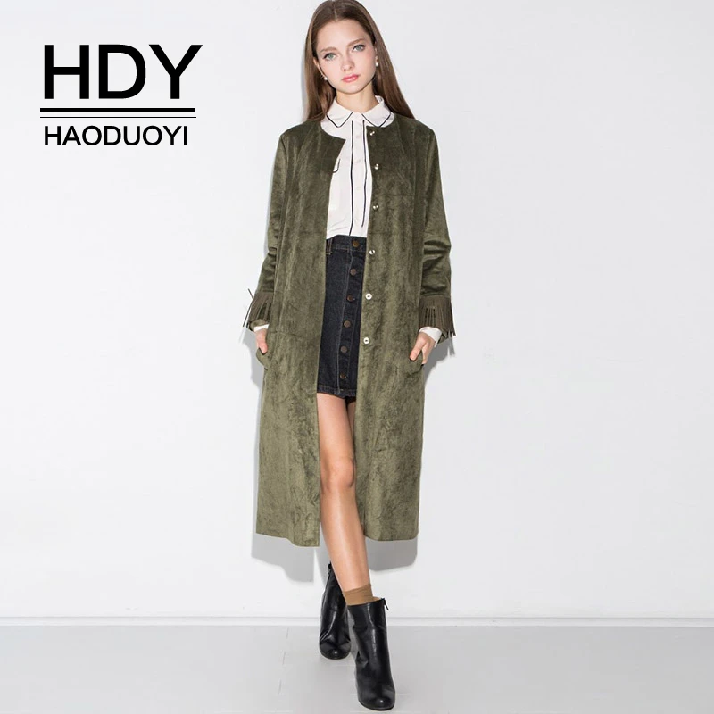 HDY Haoduoyi 2019 уличная верхняя одежда с двойным карманом однобортный Тонкий длинный