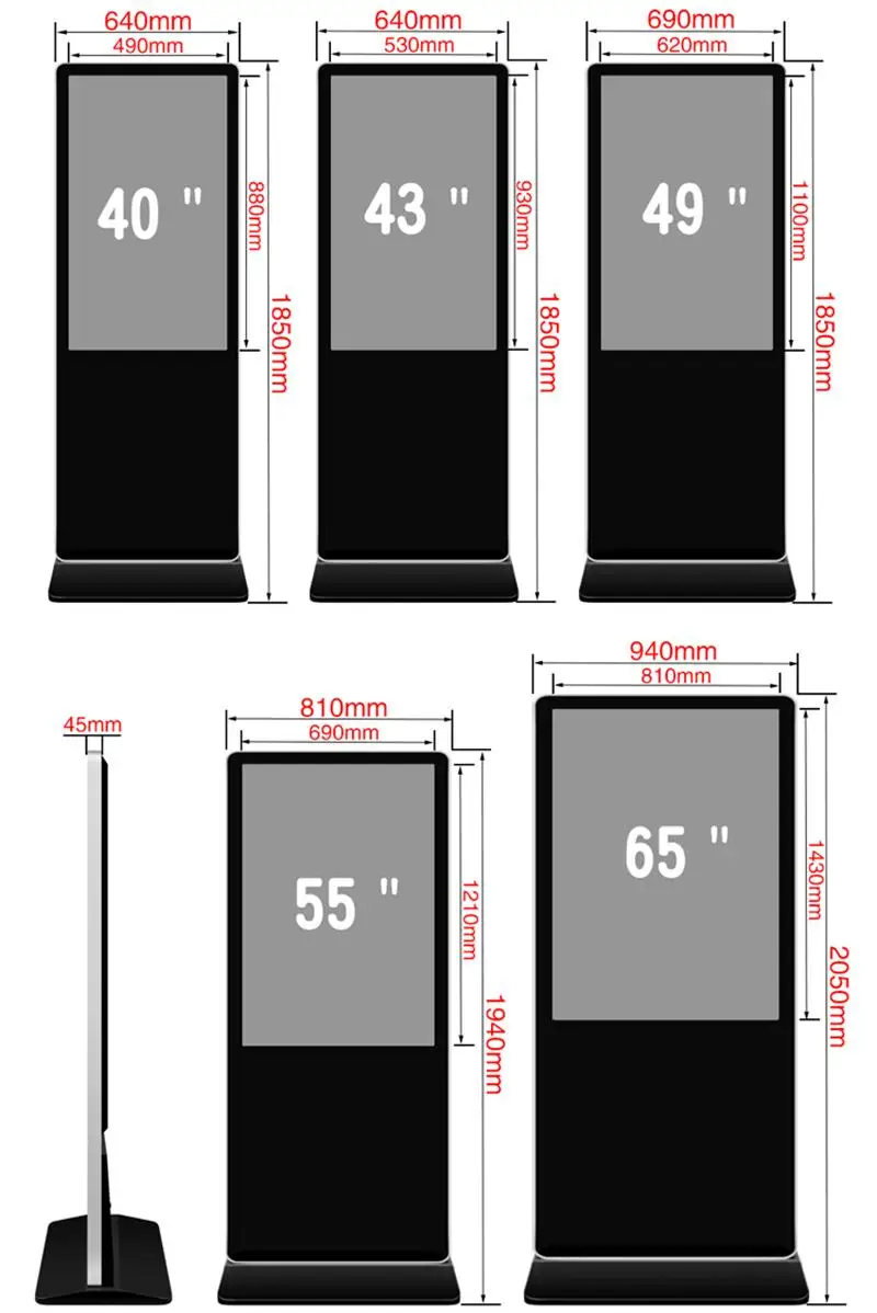Поддержка мультиэкранных функций видео/пик палыбэк 640*1850 мм ЖК-дисплей 40/43 ertical рекламная машина постер дисплей