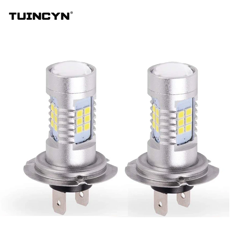 

TUINCYN 2Pcs H7 LED Lamp Super Bright Car Fog Lights 6000K White Orange Day Running Light Auto Led H7 2835 Chips 21 SMD
