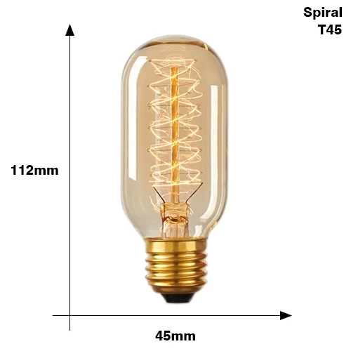 KARWEN винтажная лампа Эдисона E27 40w 220v Ampoule винтажная лампа Эдисона ST64 G80 G95 A19 T10 T45 нить накаливания - Цвет: T45 Spiral