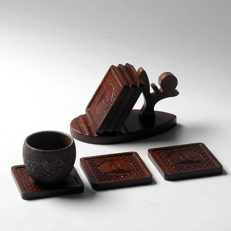 6pcs Creative Gongfu Tea Coffee Cup Mat Natural Bamboo Heat Resistant Mug Coaster Placemat Holder Pad Tray,teaware