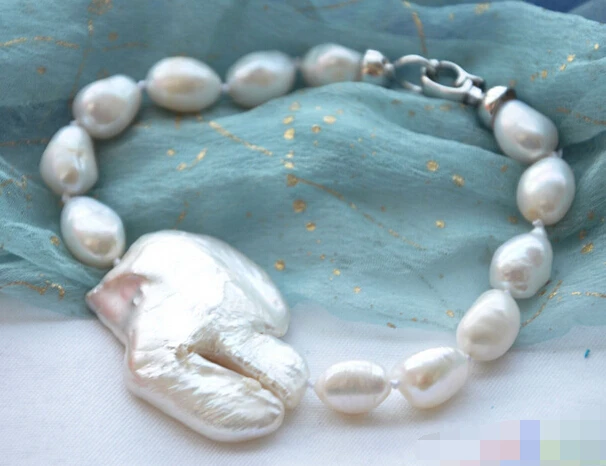 

08745 white BAROQUE KESHI REBORN PEARL BRACELET