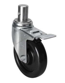 

1PC EDL Medium Duty 5 Inch Casters Wheels 140Kg Polyurethane PU Wheels Castors Stem Bearing Iron Brake Industrial for trolley