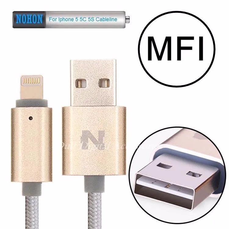 MFI For iPhone5 5S SE 5C 6 Plus ipad 4 mini Air NOHON 150cm LED SMART for Lightning Dock USB Data Charger Cable Line IOS 6 7 8 9 (2)