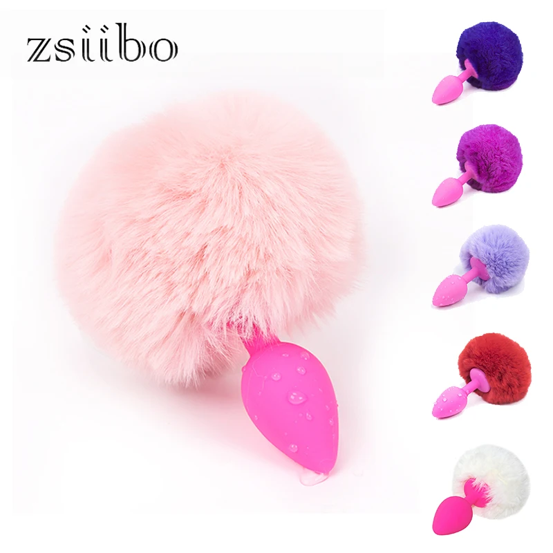 New Multiple colors Small Size Silicone Rabbit Tail Anal Plug Bunny Tail Sex Toys for Women Lesbian Man Gay Couples QQGS09