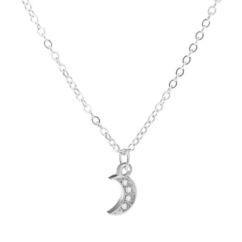 

Women New Necklace Moon Pendant Crystal Necklace Clavicle Short Chain