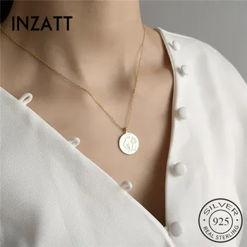 

INZATT Real 925 Sterling Silver Punk Abstract portrait Pendant Necklace Fine Jewelry For Women Party Accessories