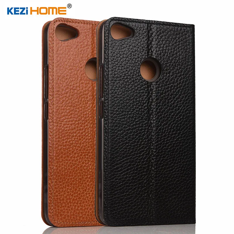 Чехол для ZTE Blade A6 KEZiHOME Litchi из натуральной кожи с откидной крышкой и подставкой