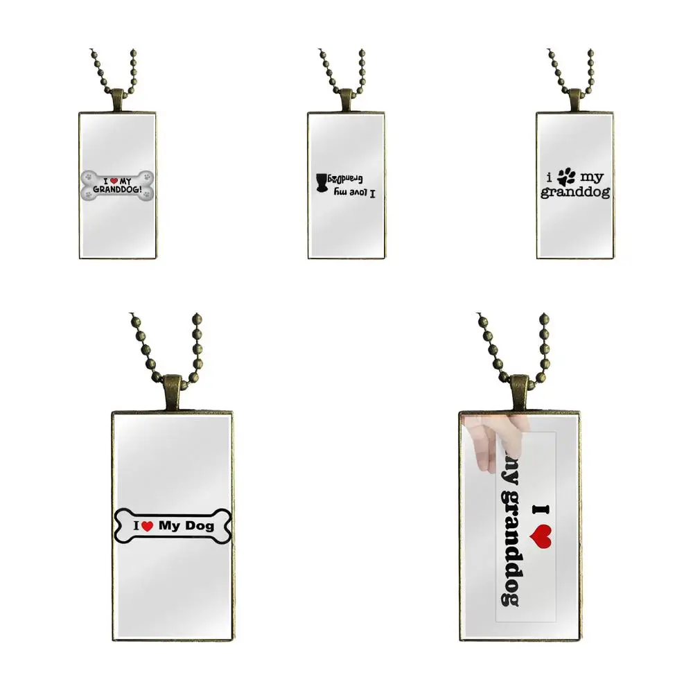 

Jewelry With Bronze Plated Glass Cabochon Choker Long Pendant Rectangle Necklace For Unisex Gift I Love My Yorkie Dog Puppies