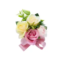 Искусственные Шелковые Розовые браслеты из цветов и брошь-бутоньерка невесты жениха цветок на запястье для свадьбы Цветы Декор свадьба