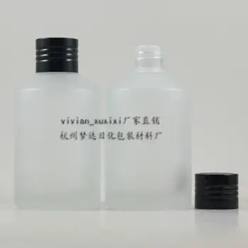 

200ml clear frosted Glass bottle with black aluminum screw cap and reducer,cosmetic packing,cosmetic bottle,packing for oil