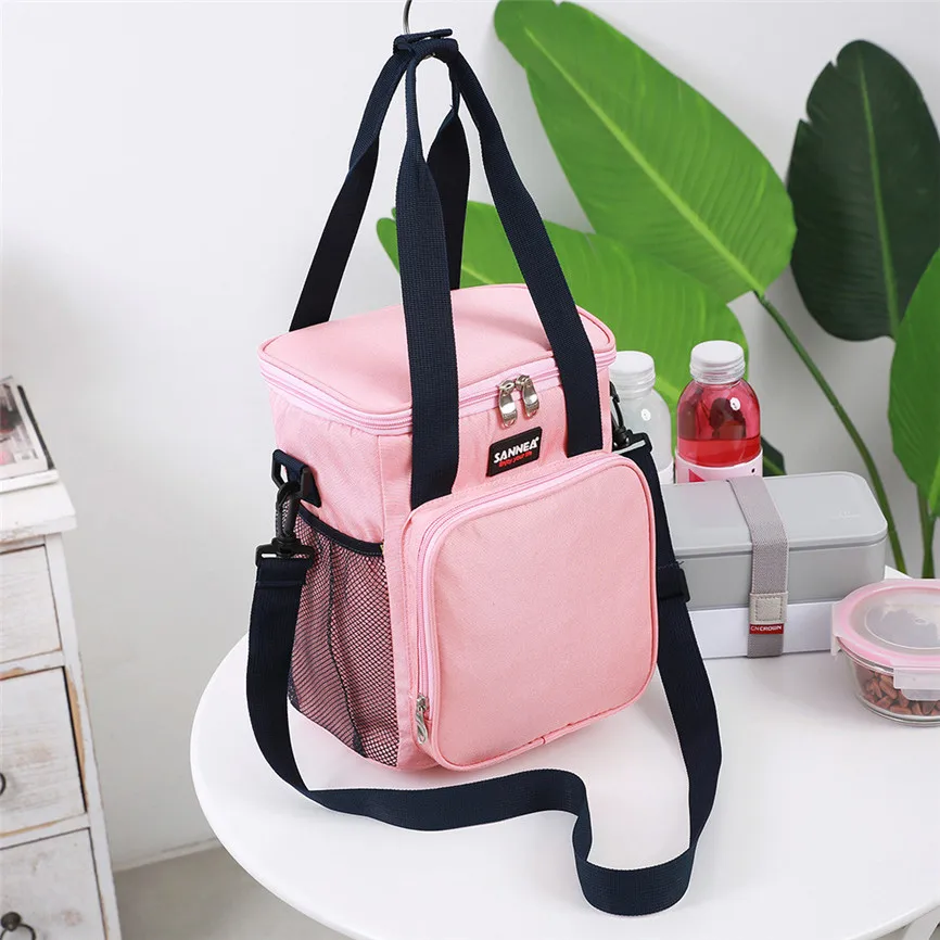 

Insulated Lunch Bag With 2 Way Zipper Closures Double-sewn Mesh Side Pockets With Detachable Shoulder Strap 2*16*26cm Oct#2
