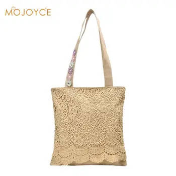 

Canvas Women Bag Fashion Lace Canvas Shoulder Bags Embroidery Flower Shopping Handbag Women Shopping Totes Top-handle Bags