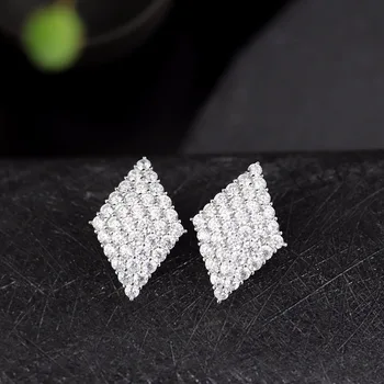

KJJEAXCMY fine jewelry S925 taiyin wholesale only beautiful expensive female style white zircon stone quadrangular ear nail ear