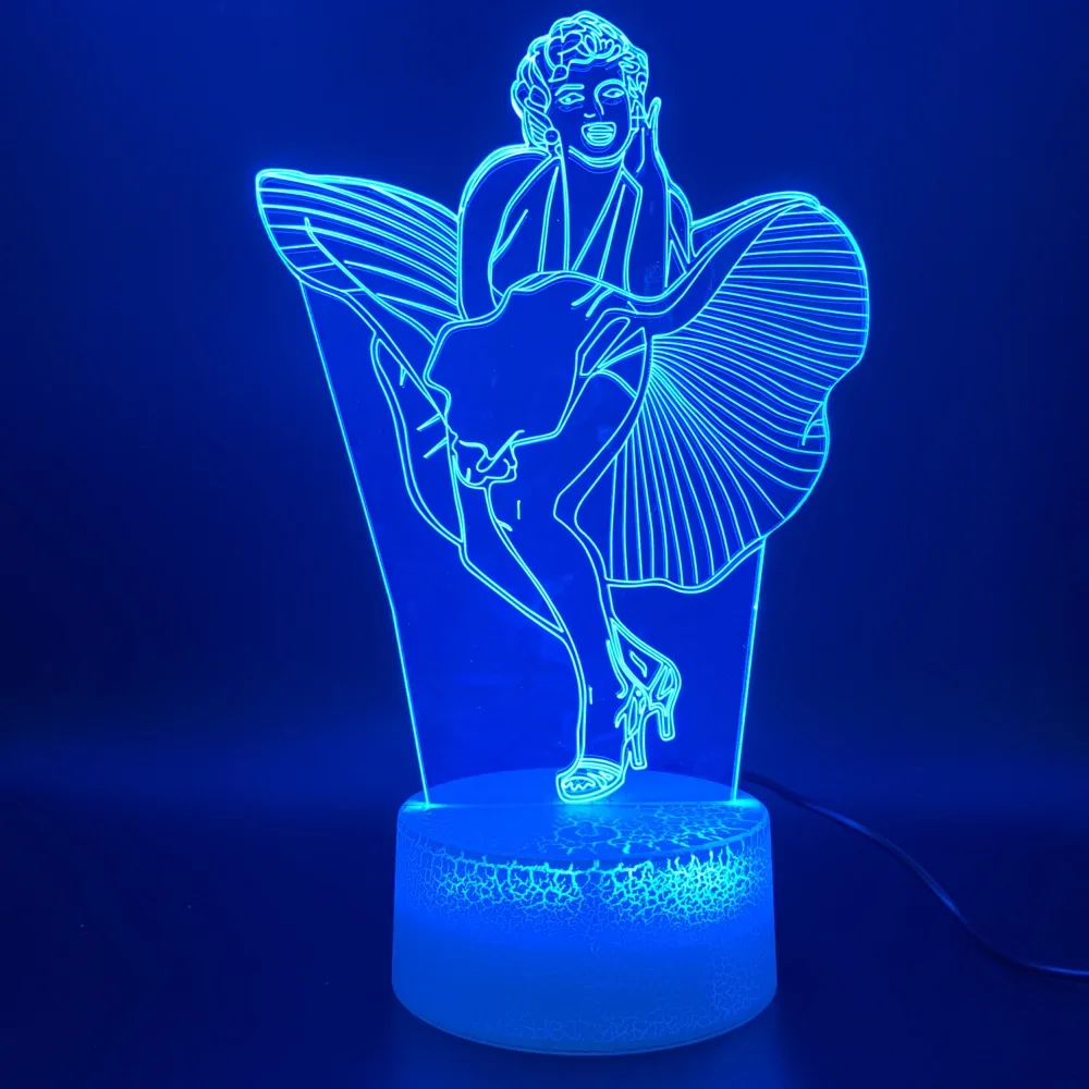 

3d Led Night Light Lamp Celebrity Marilyn Monroe Dress Figure Touch Sensor Light Home Decoration Birthday Gift Baby Nightlight