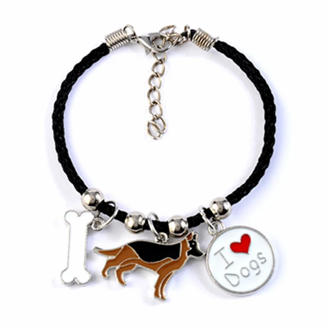 German Shepherd Dog Charm Bracelets For Men Women S Rope Chain German Shepherd Dog Charm Bracelets For Men Women S Rope Chain Silver Color Alloy Pendant Male