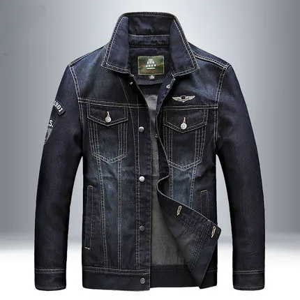 Navy Blue Новая джинсовая мужская куртка весна осень ретро классические мужские джинсы куртка брендовая одежда тонкая верхняя одежда ветровка большой размер - Цвет: Navy Blue