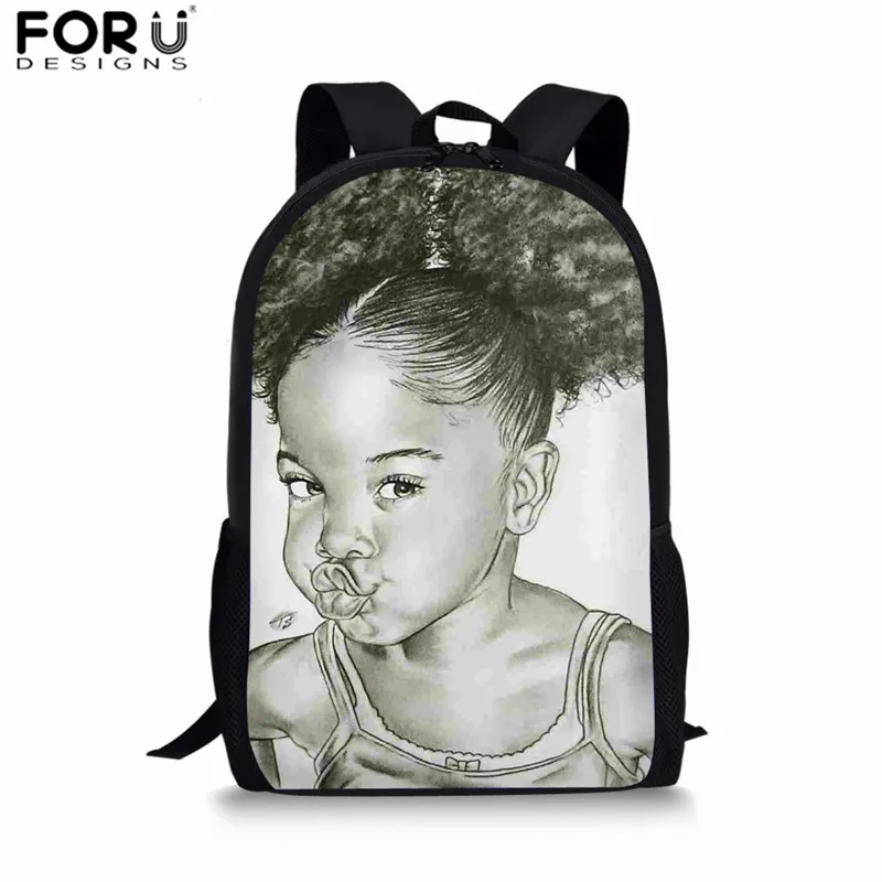 FORUDESIGNS/школьные сумки для начальной школы для детей, милые африканские принты принцессы, Детский рюкзак для девочек, женская сумка для книг, 3 шт./компл., школьный рюкзак - Цвет: LH1044C