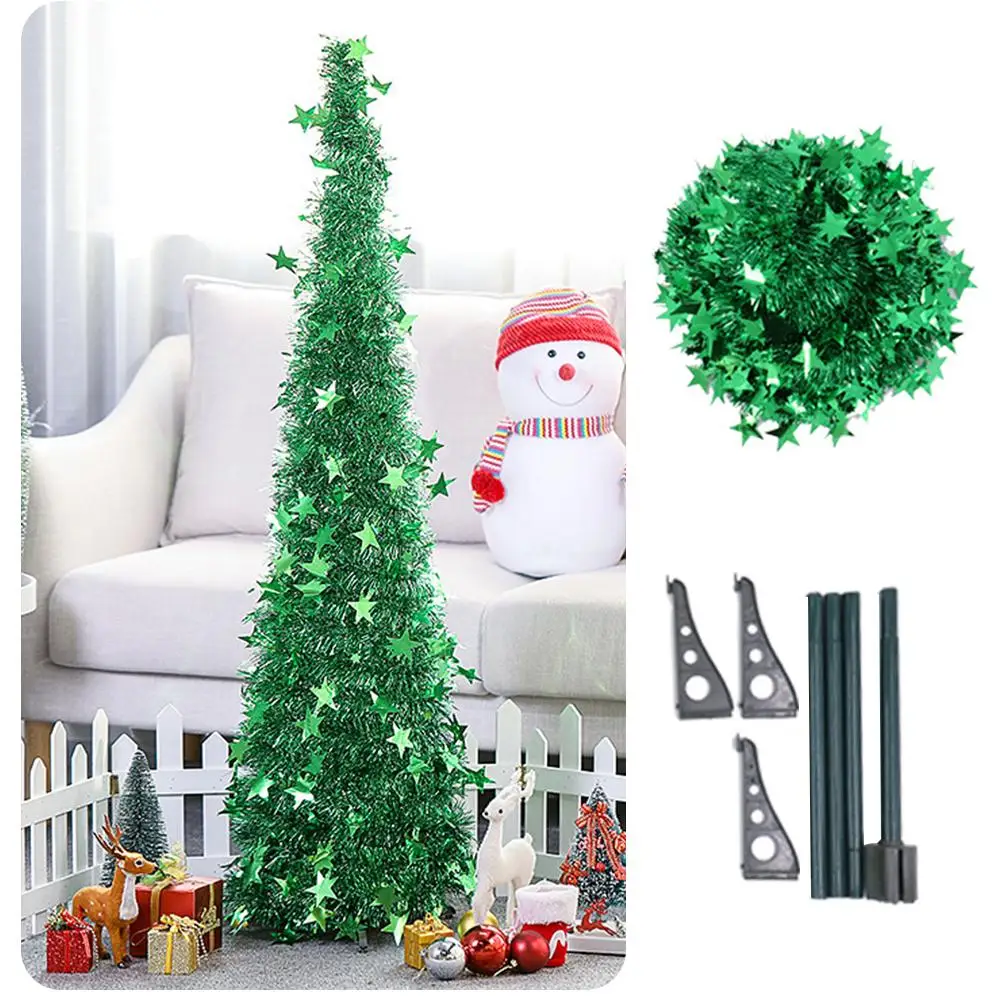 

1.2 M/1.5 M Retractable Folding Christmas Decor Tree Artificial Christmas Tree Pop Up Christmas Tinsel Tree For Christmas Decor