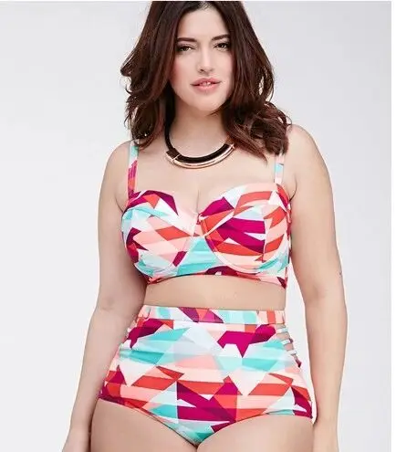 

Women's Plus Size Printed Bikini Sets High Waisted Bottom Swimwear Bathing Suit