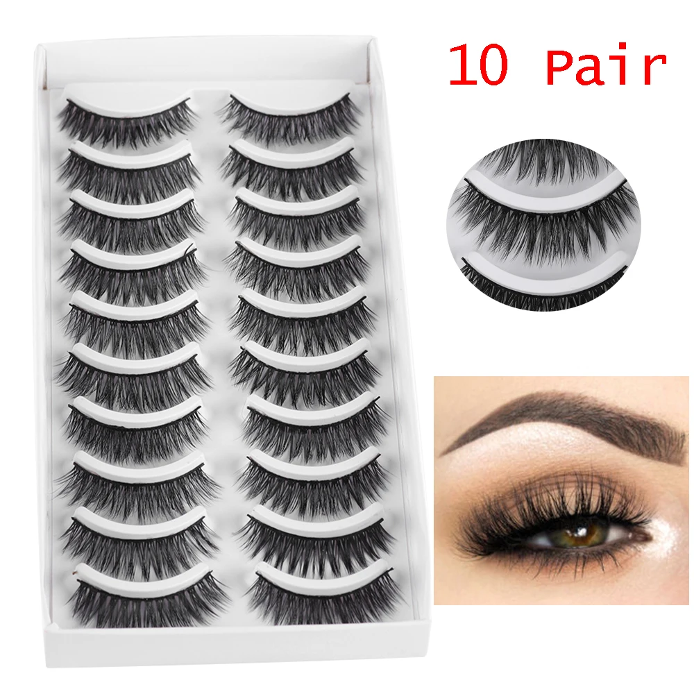 

10 Pairs 3D Faux Mink Hair False Eyelashes Multilayer Thick Long Fluffy Wispy Eye Lashes Makeup Handmade Eyelash Extension Tools