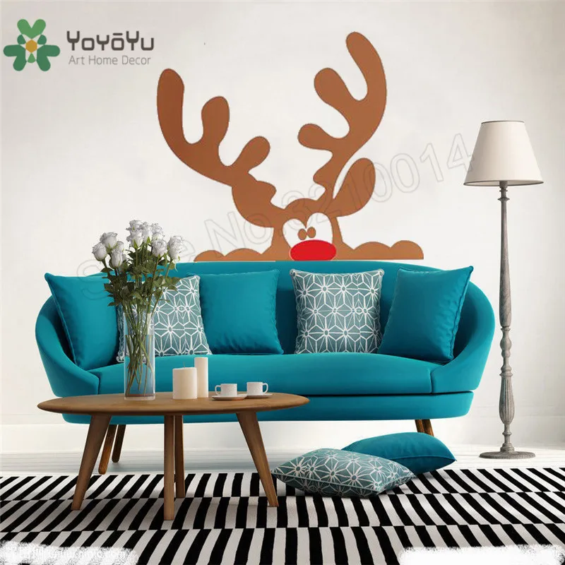 

Christmas Wall Sticker Deer Cute Home Decoration Christmas Ornaments Room Decor Design Colorful Stickers Poster Mural LX15